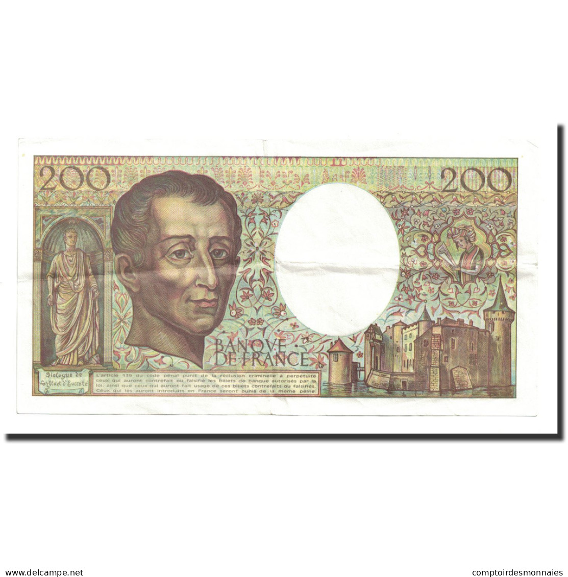 France, 200 Francs, Montesquieu, 1990, TTB+, Fayette:70.10a, KM:155d - 200 F 1981-1994 ''Montesquieu''