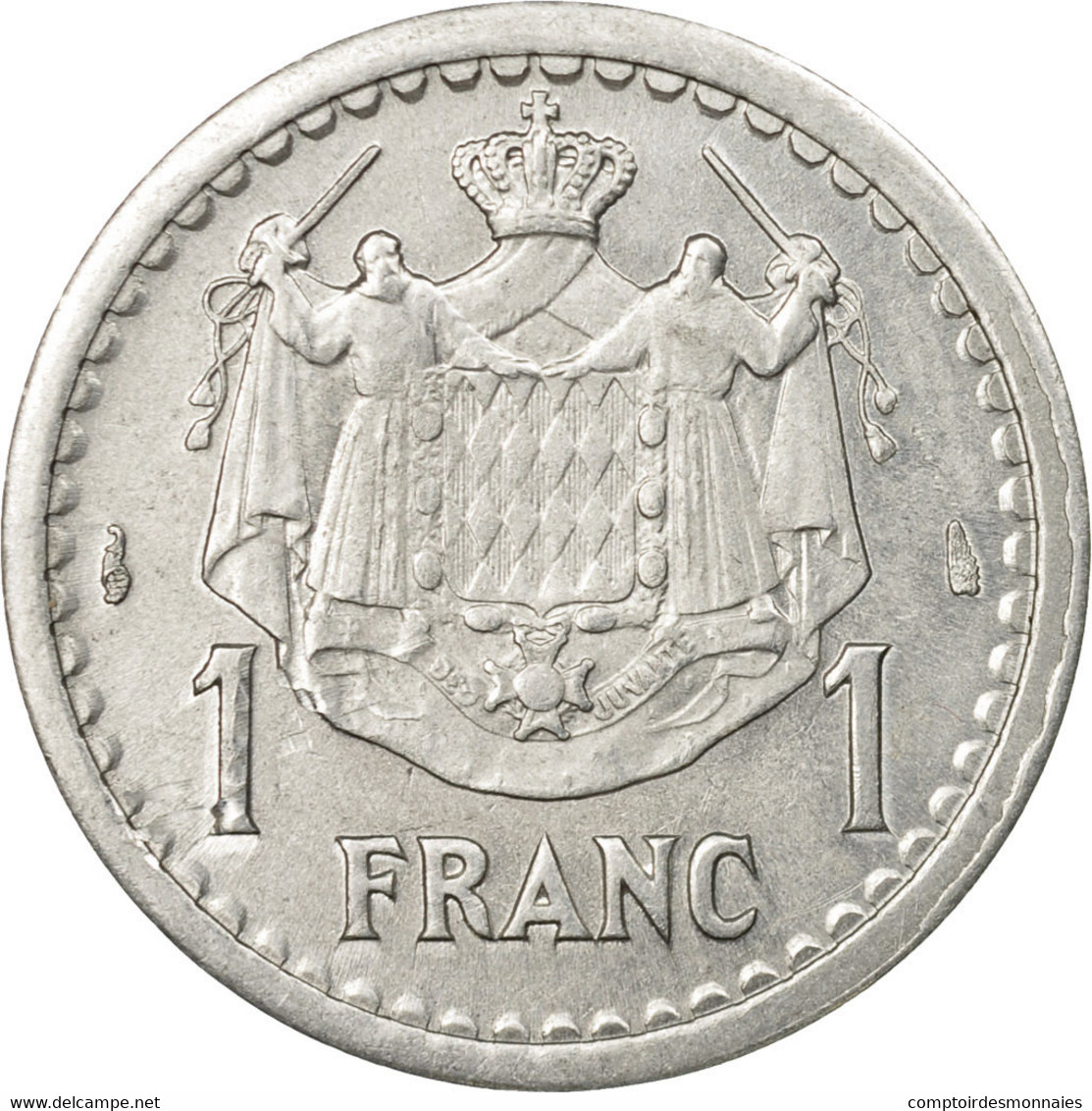 Monnaie, Monaco, Louis II, Franc, Undated (1943), Poissy, TTB, Aluminium - 1922-1949 Louis II