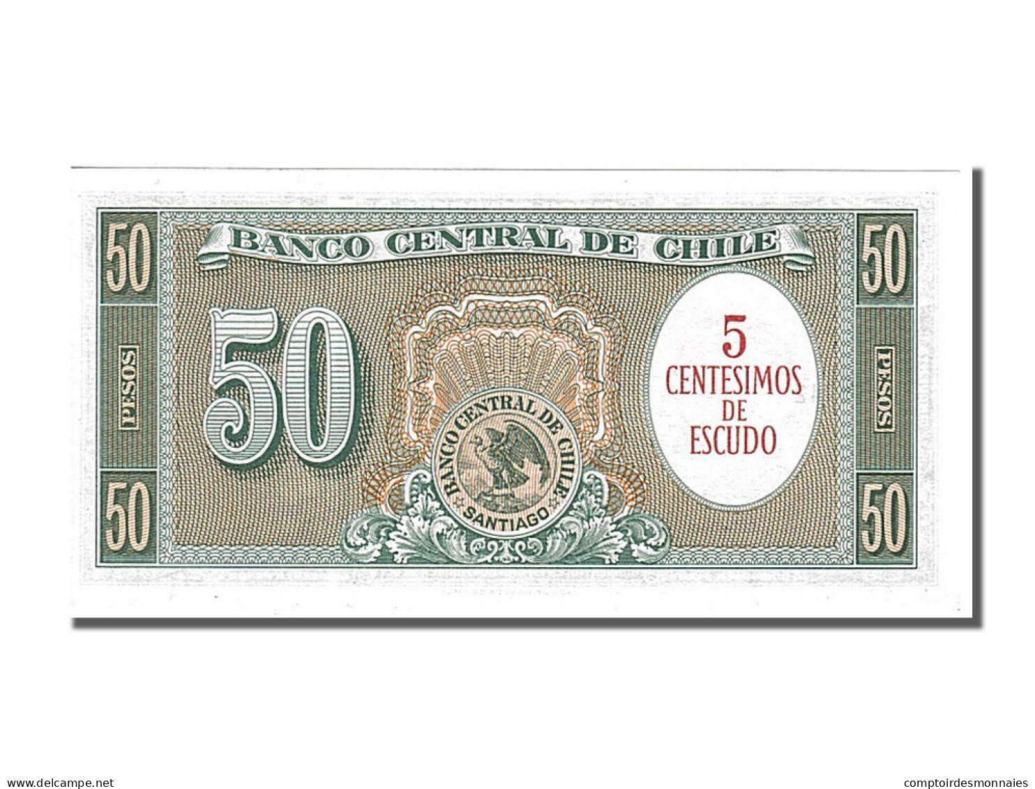 Billet, Chile, 5 Centesimos On 50 Pesos, 1960, NEUF - Chile