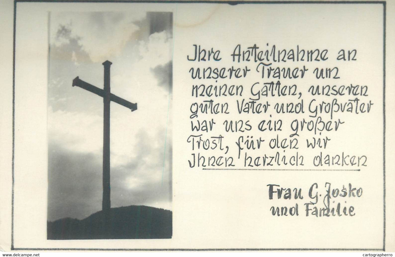 Postcard Cross Frau G. Josko Unol Fanzilie - Monuments