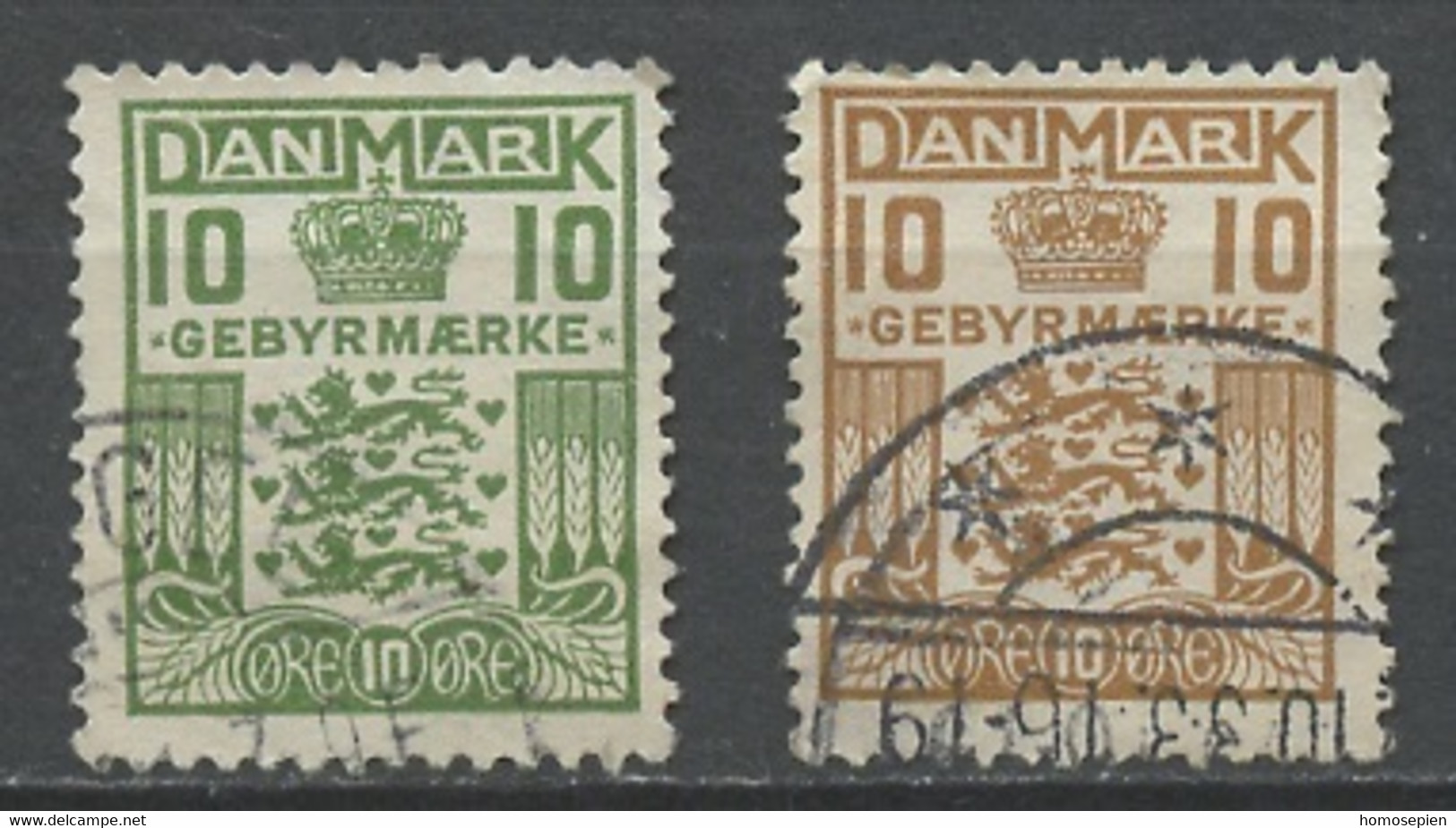 Danemark - Dänemark - Denmark Taxe 1926-31 Y&T N°T20 à 21 - Michel N°P17 à 18 (o) - Armoirie - Segnatasse