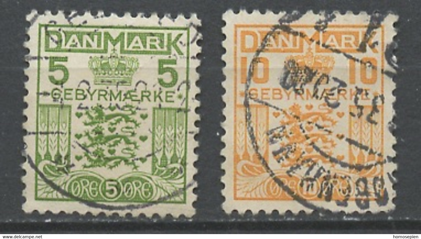 Danemark - Dänemark - Denmark Taxe 1934-53 Y&T N°T34 à 35 - Michel N°P17 à 18 (o) - Armoirie - Segnatasse