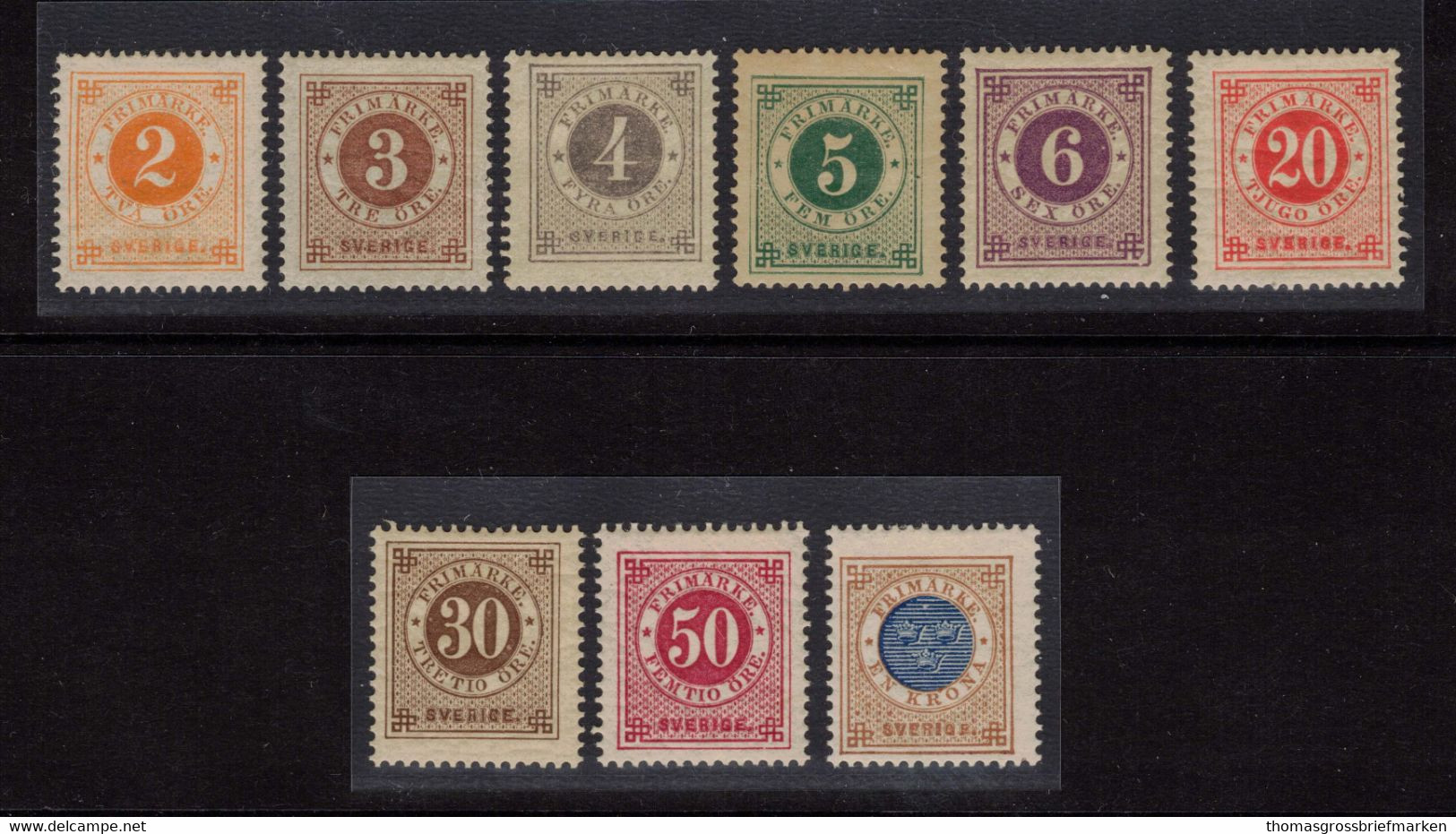 Schweden 29-37 Ungebraucht Freimarken Blauer Posthorn Aufdruck (22953) - Unused Stamps