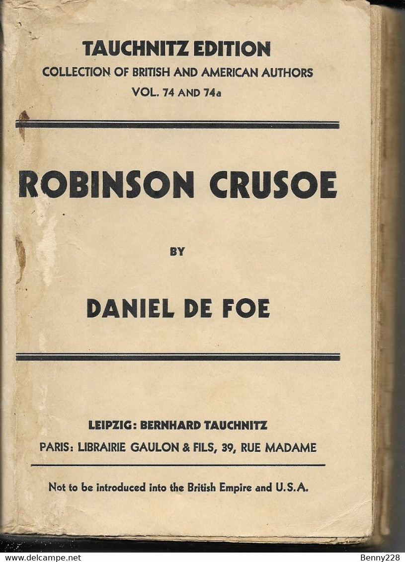 Vie Et Aventure De Robinson Crusoé écrit En Anglais. - 1800-1849