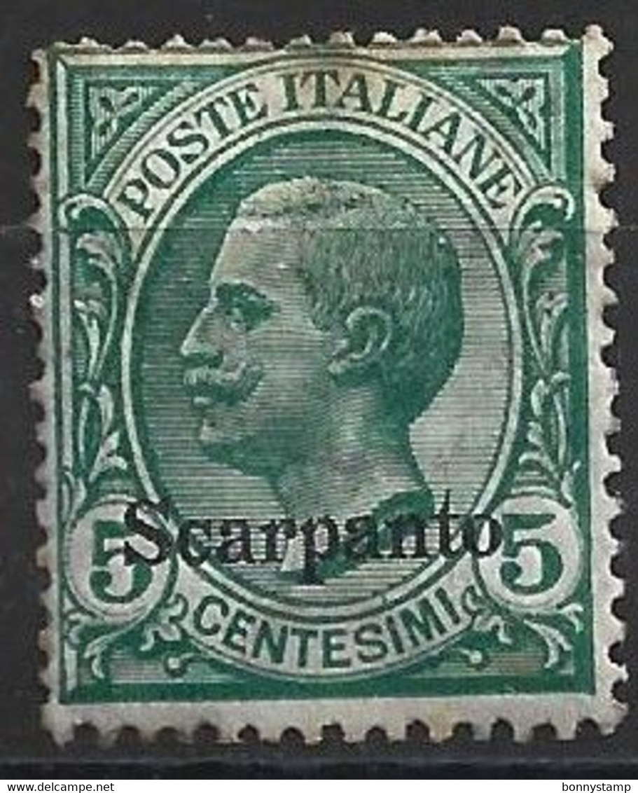 Scarpanto, 1912 - 5c Verde, Soprastampato - Nr.2 MLH* - Ägäis (Scarpanto)