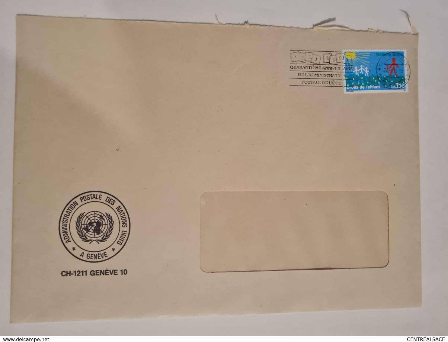 Nations Unies GENEVE 40e Anniversaire Administration Poste Droits De L'enfant - Storia Postale