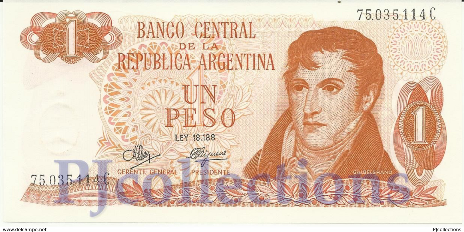 LOT ARGENTINA 1 PESO 1970/73 PICK 287 UNC X 5 PCS - Argentine