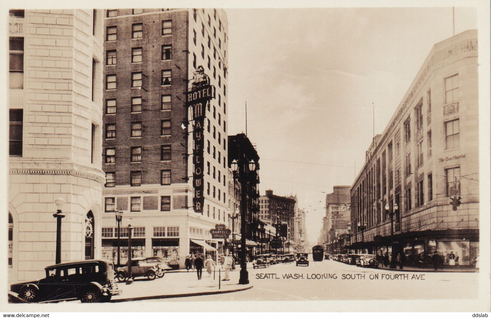 Seattle Looking South On Fourth Avenue - Animated, Vintage Car - Written And Dated 1939 - Seattle