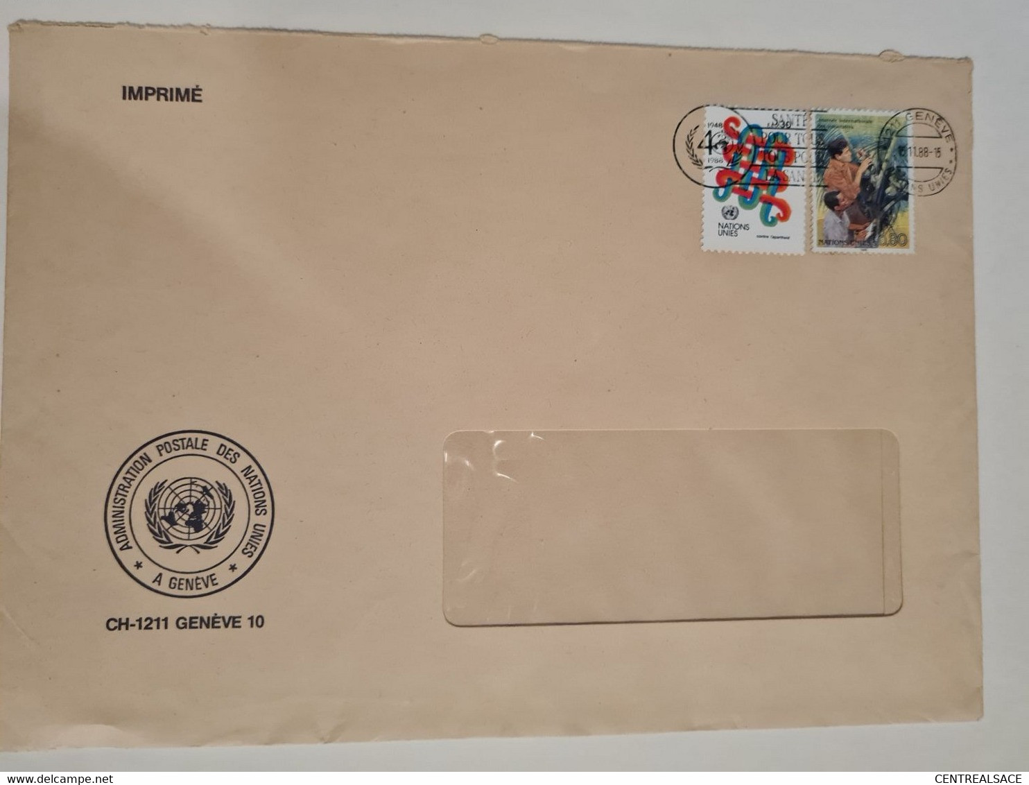 Nations Unies GENEVE Sante Pour Tous 40 Ans Contre L'apartheid Journée Des Volontaires - Storia Postale