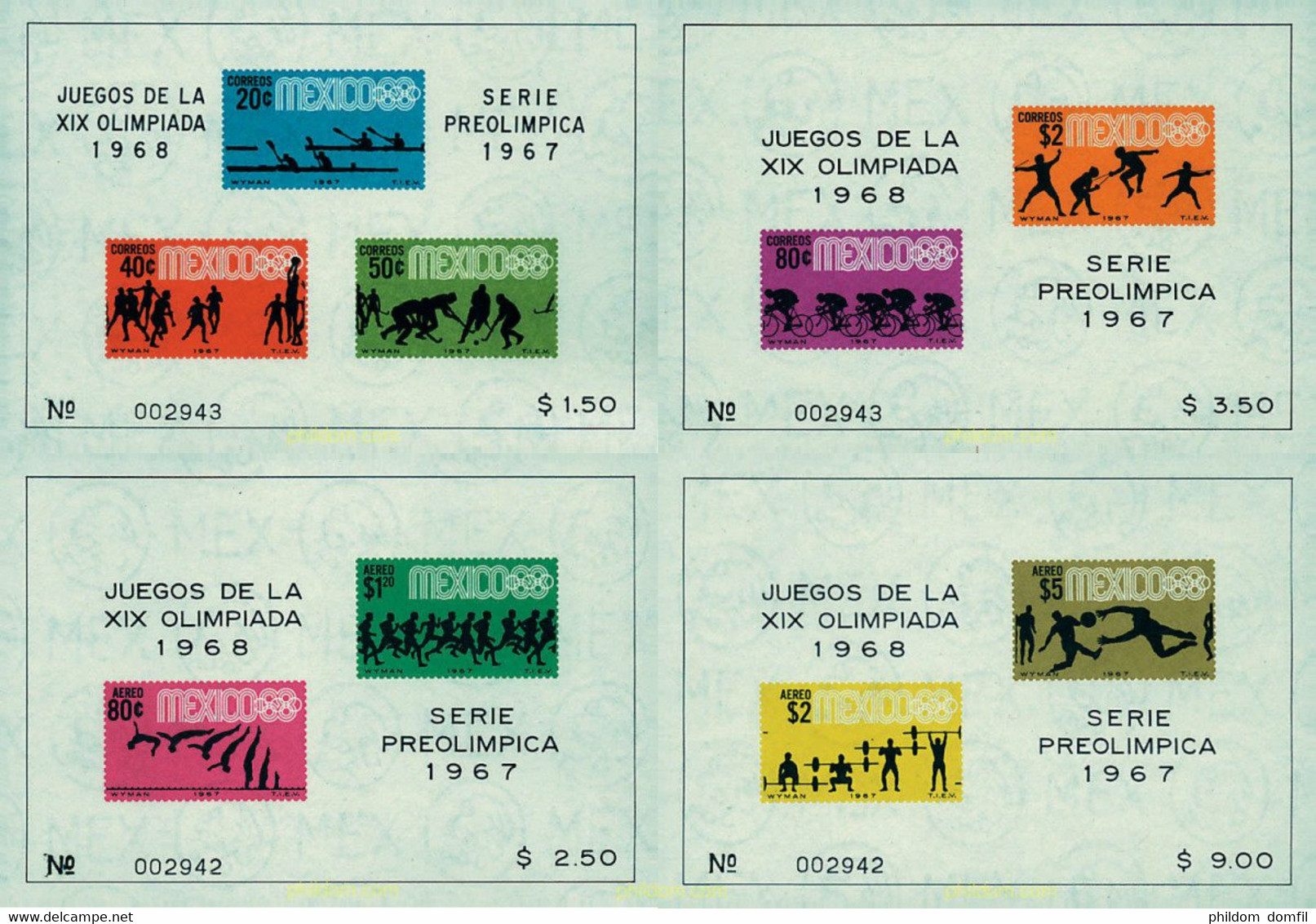 52101 MNH MEXICO 1967 19 JUEGOS OLIMPICOS VERANO MEXICO 1968 - Hockey (su Erba)