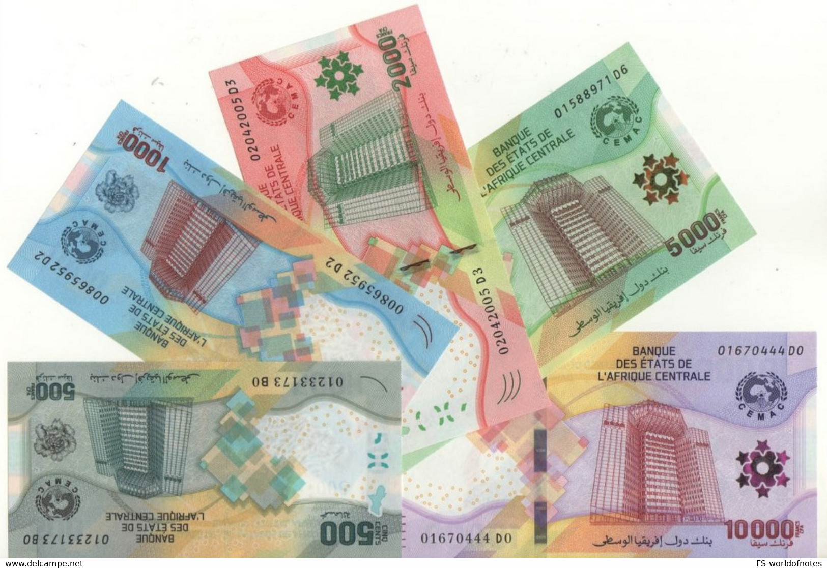 CENTRAL AFRICAN STATES  New Issue SET "2020" (Central Banque Building At Front  + Fauna, Farming, Students At Back) - Camerun