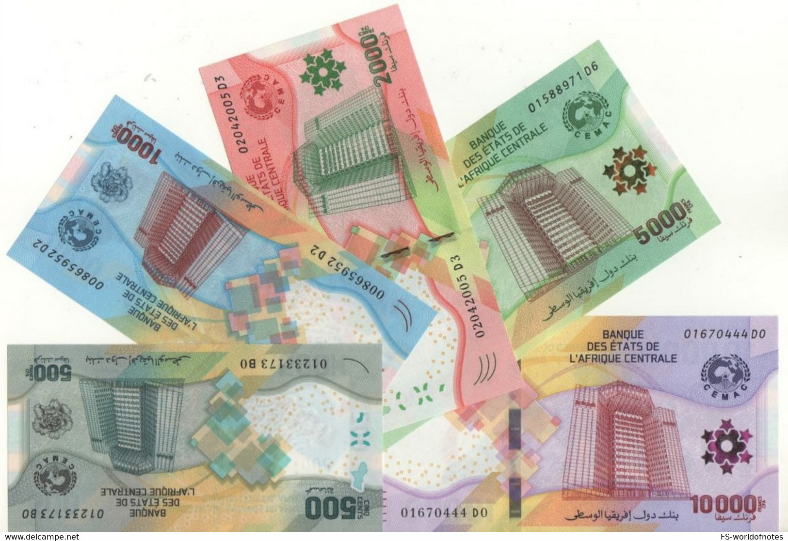 CENTRAL AFRICAN STATES  New Issue SET "2020" (Central Banque Building At Front  + Fauna, Farming, Students At Back) - Camerún