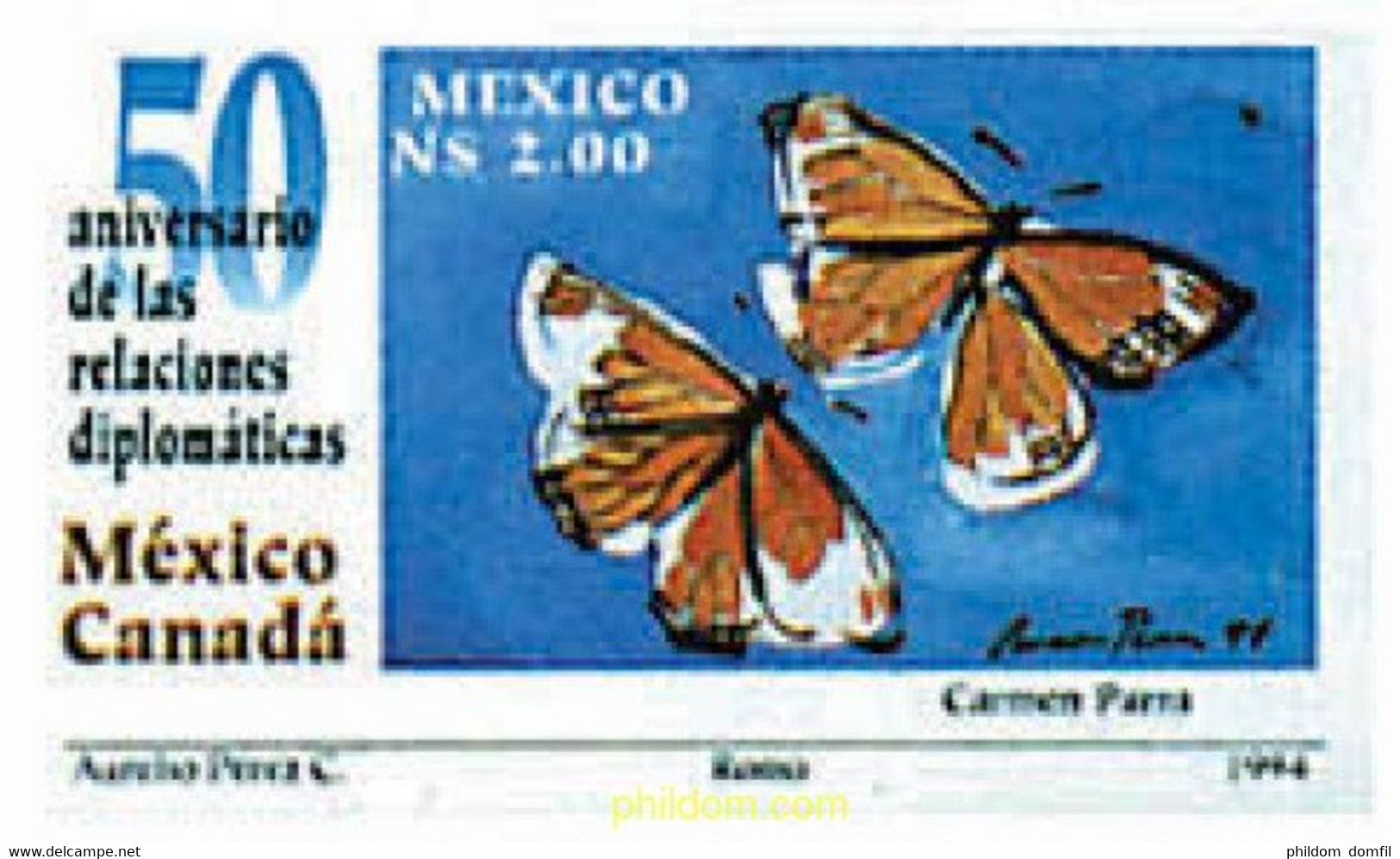 76497 MNH MEXICO 1994 50 ANIVERSARIO DE LAS RELACIONES DIPLOMATICAS CON CANADA - Spiders