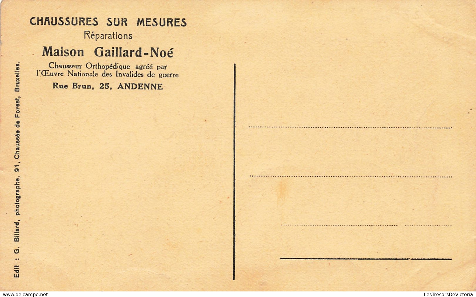 Belgique - Andenne - Maison Gaillard Noé - Chaussures Sur Mesures - Edit.G. Billard - Animé - Carte Postale Ancienne - Andenne