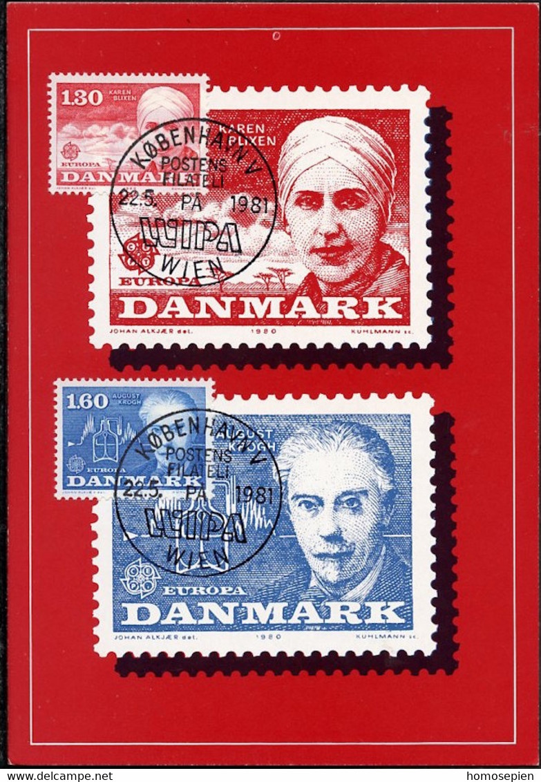 Danemark - Dänemark - Denmark CM 1980 Y&T N°700 à 701 - Michel N°699 à 700 - EUROPA - Maximumkarten (MC)