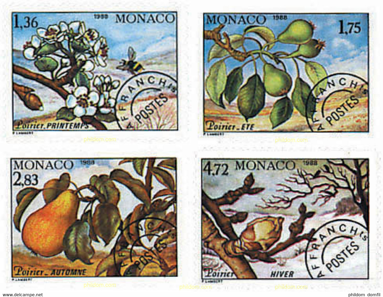 96966 MNH MONACO 1988 LAS CUATRO ESTACIONES DEL PERAL - Otros & Sin Clasificación