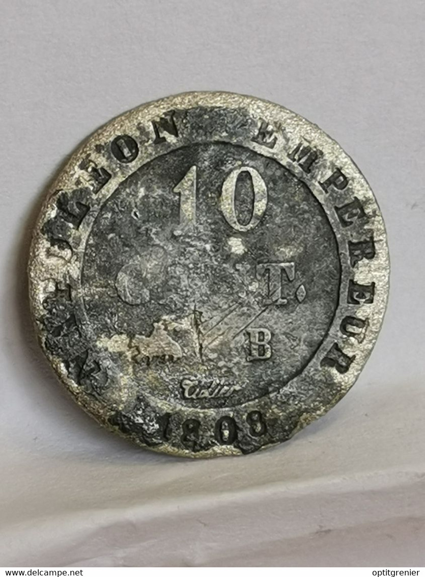 10 CENTIMES ARGENT BILLON NAPOLEON 1808 B ROUEN AU N COURONNE 163057 EX. / FRANCE - 10 Centimes