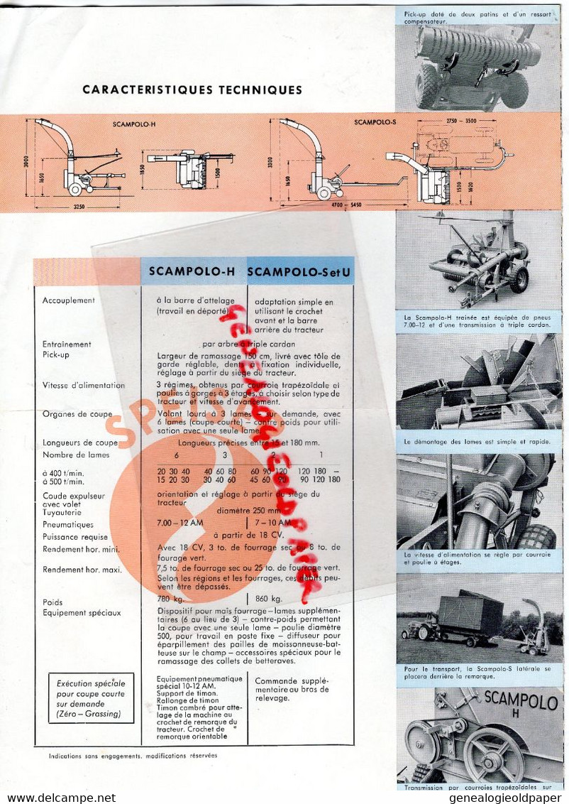 67- SAVERNE- RARE PROSPECTUSKUHN FRERES-ENSILEUSE SCAMPOLO-H-SPEISER- DLG ANERKANT 1962-ERNEST URSPRUNG VICHY - Agricultura