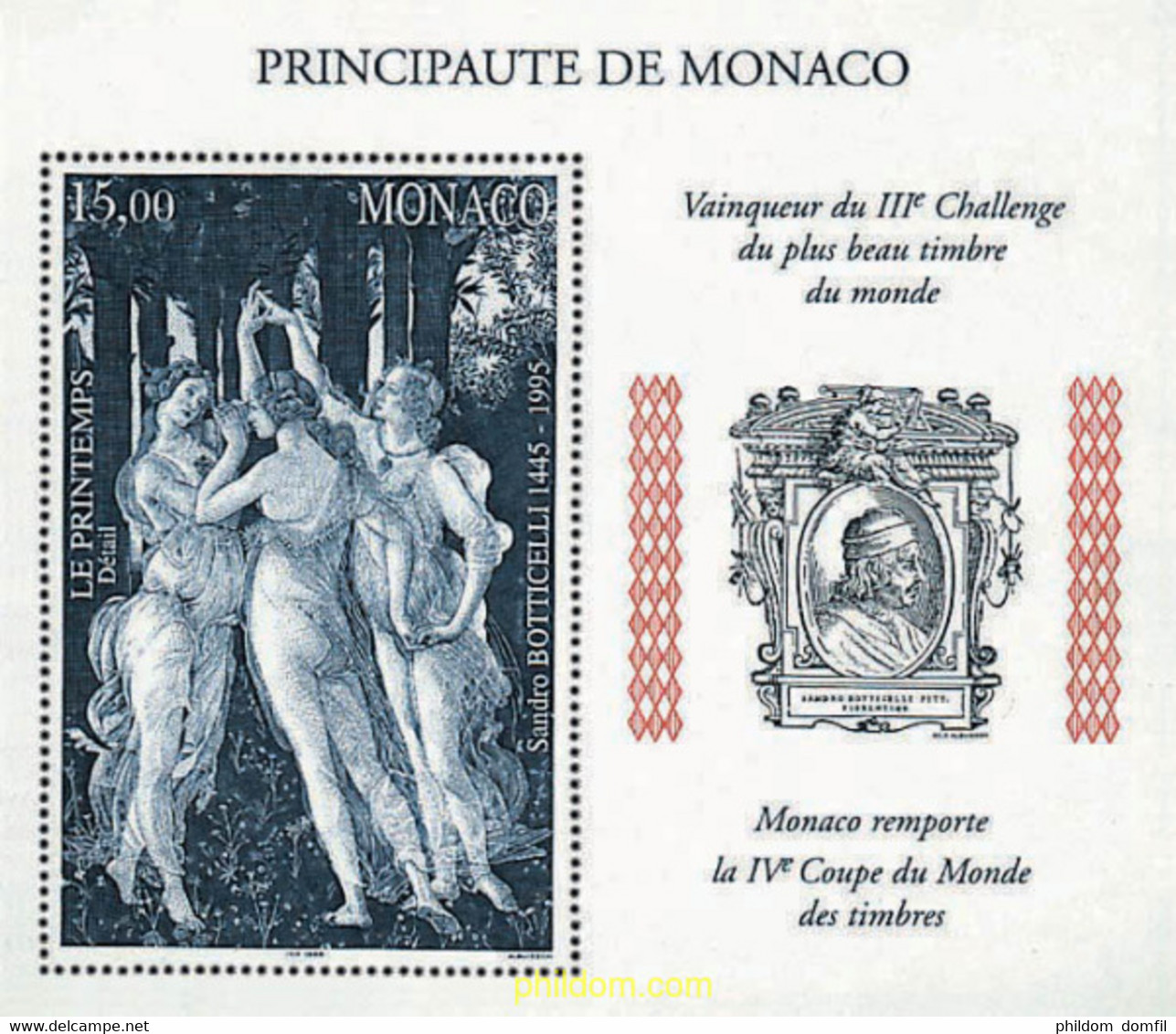 32987 MNH MONACO 1997 550 ANIVERSARIO DEL NACIMIENTO DE SANDRO BOTTICELLI - Other & Unclassified