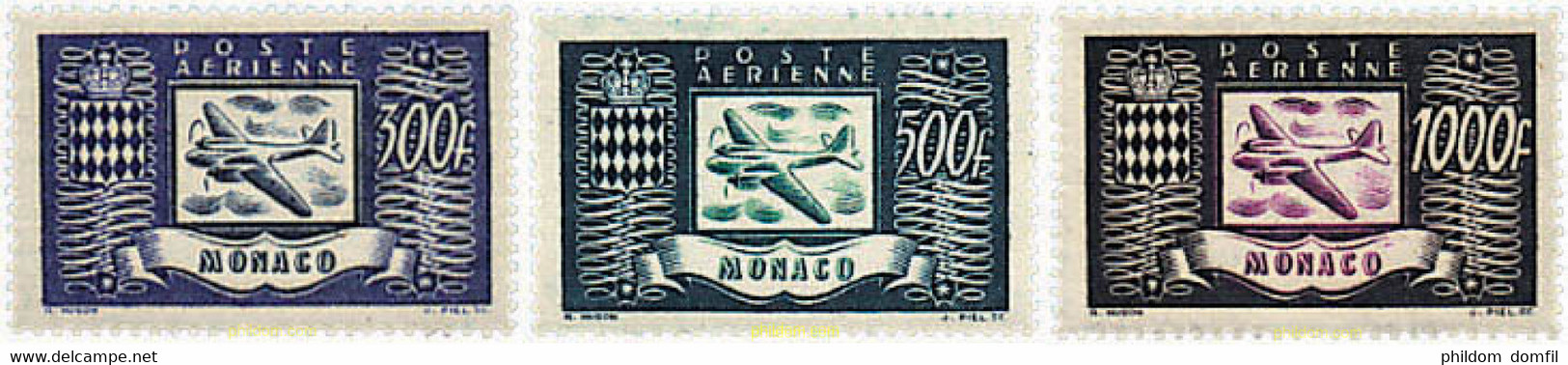 345134 HINGED MONACO 1949 AVION Y ESCUDO - Andere & Zonder Classificatie