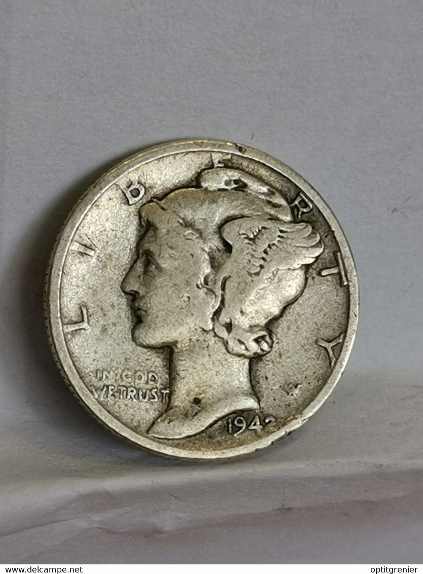 10 CENTS / 1 MERCURY DIME ARGENT 1942 PHILADELPHIE USA / SILVER - 1916-1945: Mercury (Mercure)