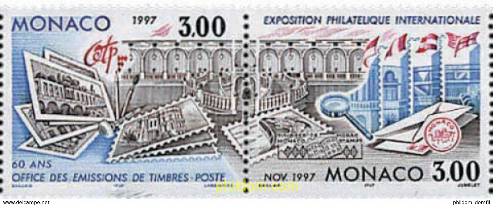 6999 MNH MONACO 1996 60 ANIVERSARIO DE LA OFICINA DE EMISIONES DE SELLOS Y EXPOSICION FILATELICA INTERNACIONAL DE MONACO - Otros & Sin Clasificación