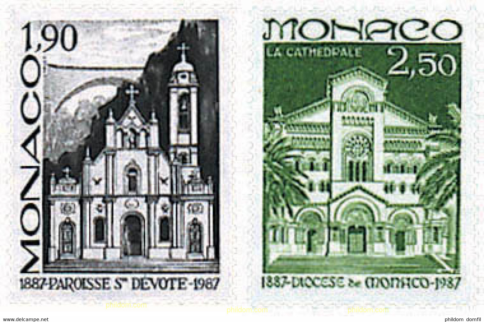 32515 MNH MONACO 1987 CENTENARIOS DE LA PARROQUIA DE SANTA DEVOTA Y DE LA DIOCESIS DE MONACO - Otros & Sin Clasificación