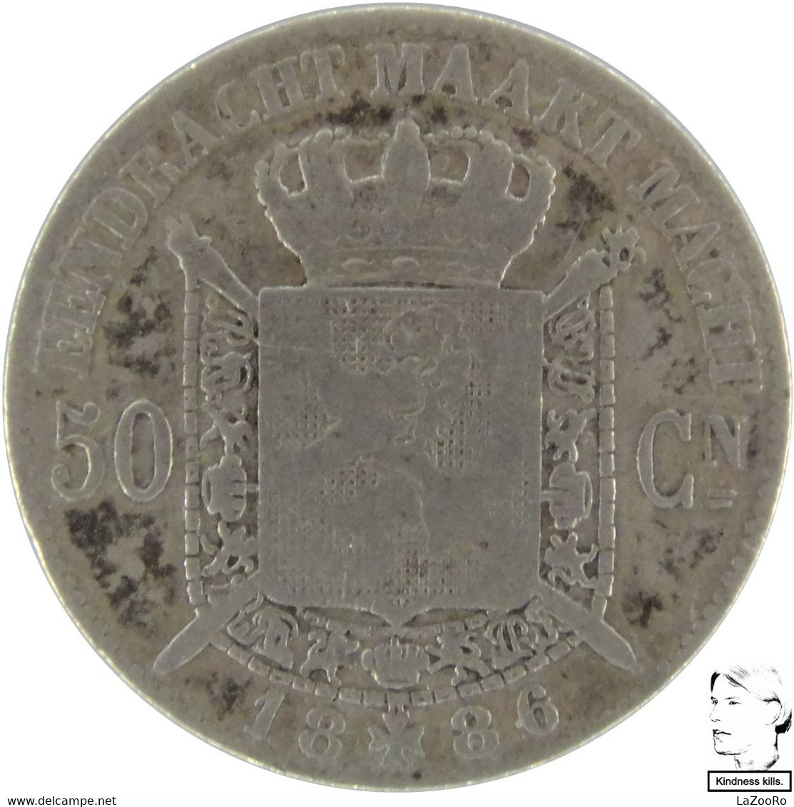 LaZooRo: Belgium 50 Centimes 1886 VF - Silver - 50 Centimes