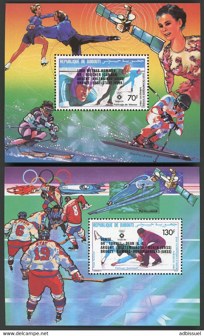 DJIBOUTI 2 Blocs Spéciaux COTE 22 € Poste Aérienne N° 200 + 201 MNH ** Jeux Olympiques Olympic Games SARAJEVO. TB/VG - Yibuti (1977-...)