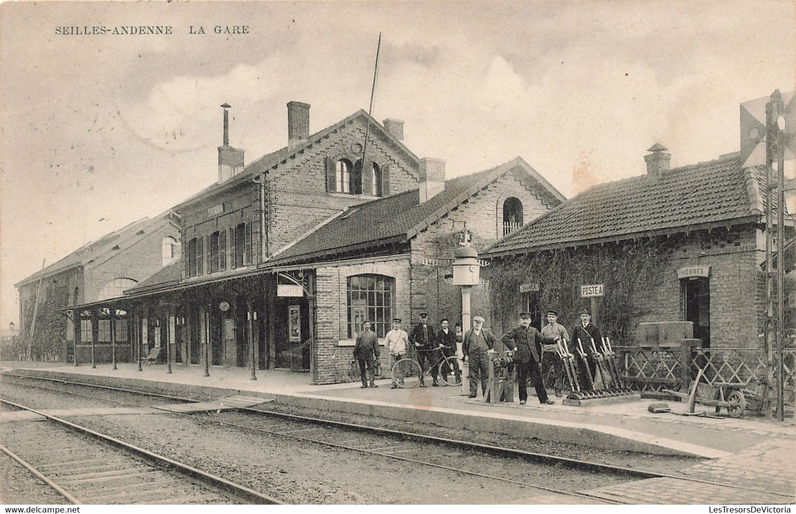 Belgique - Seilles Andenne - La Gare - Edit. Diet. Davin - Animé - Vélo  - Oblitéré 1908 - Carte Postale Ancienne - Andenne