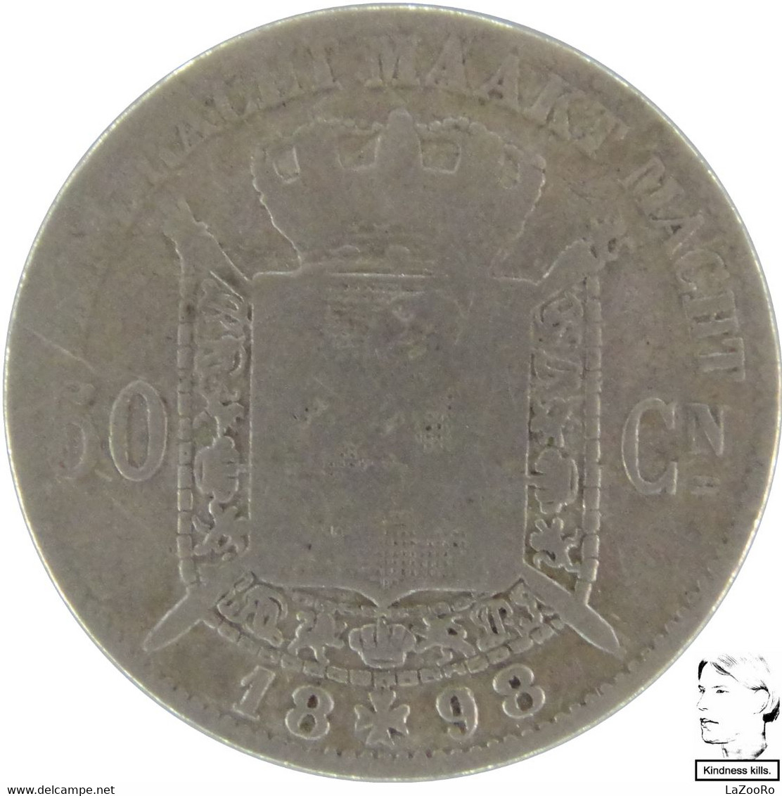 LaZooRo: Belgium 50 Centimes 1898 F / VF - Silver - 50 Cents