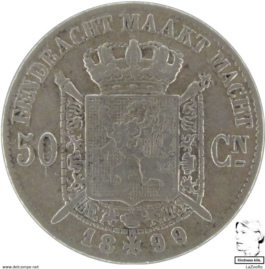 LaZooRo: Belgium 50 Centimes 1899/86 VF / XF Not In Krause - Silver - 50 Centimes
