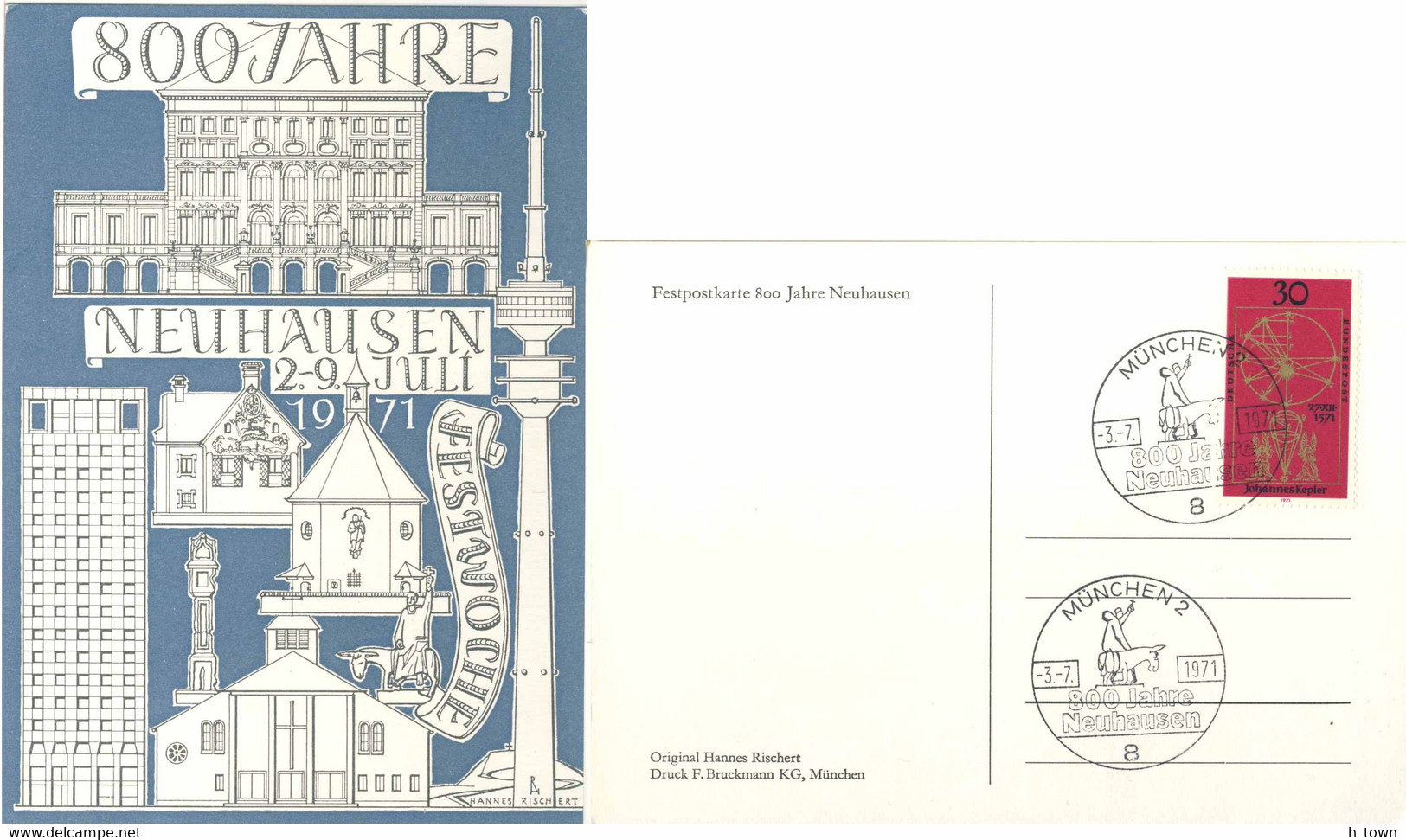 521  Munich Allemagne, 1971 - Festpostkarte 800 Jahre Neuhausen + SSt München. Esel Âne Donkey Cancel - Burros Y Asnos