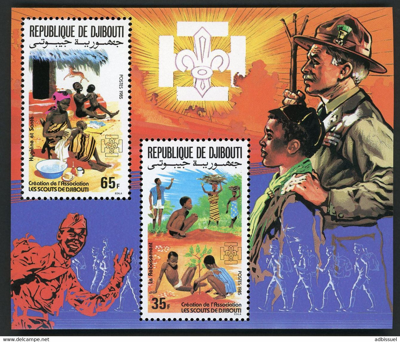 DJIBOUTI Bloc Spécial COTE 13 € N° 605 + 606 MNH ** Scoutisme Scouting Scout. TB/VG - Djibouti (1977-...)