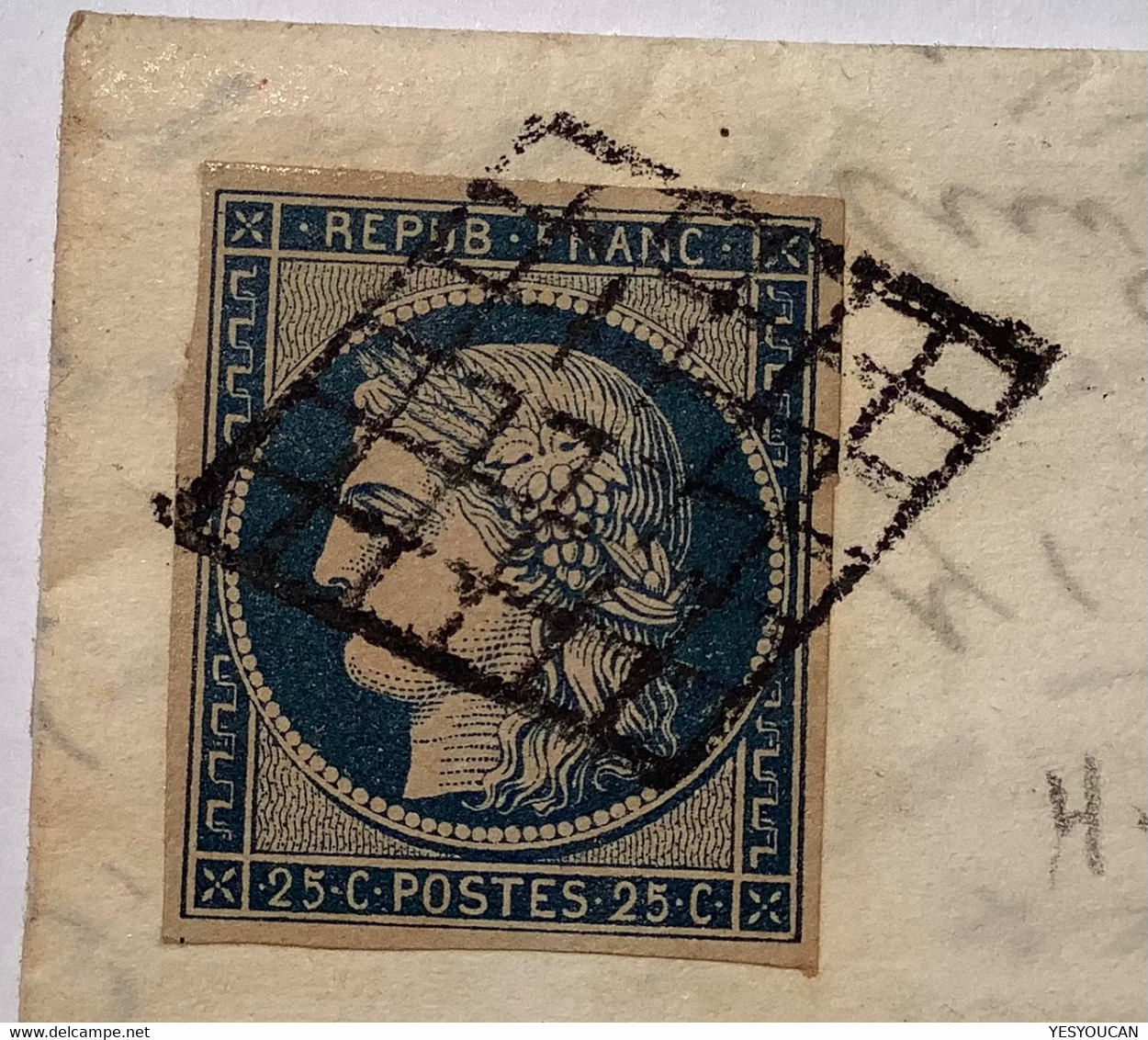 France #4h SUP. BONNE NUANCE BLEU NOIR (260€+)  Lettre MARMANDE 1850 (Lot Et Garonne 45) Affr 25c Cérès (1849 Cover - 1849-1850 Ceres