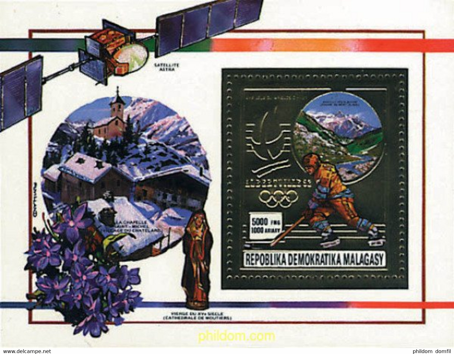 71204 MNH MADAGASCAR 1990 16 JUEGOS OLIMPICOS INVIERNO ALBERTVILLE 1992 - Hockey (su Erba)