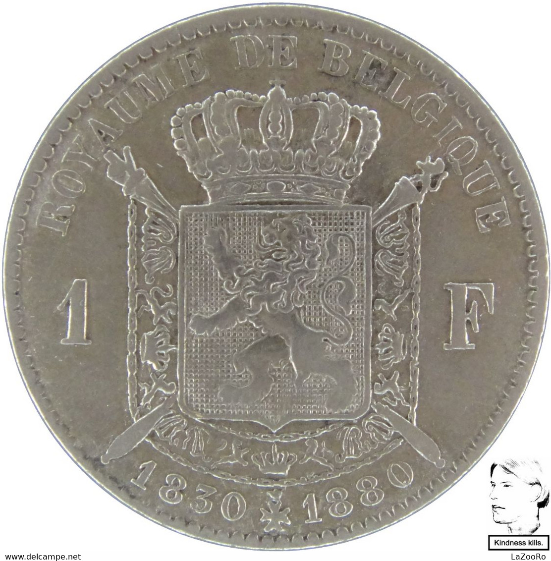 LaZooRo: Belgium 1 Franc 1880 XF - Silver - 1 Franc