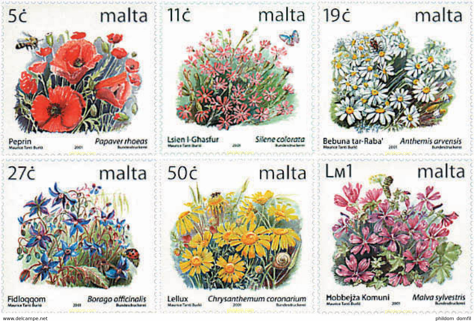 95371 MNH MALTA 2001 FLORES - Arañas