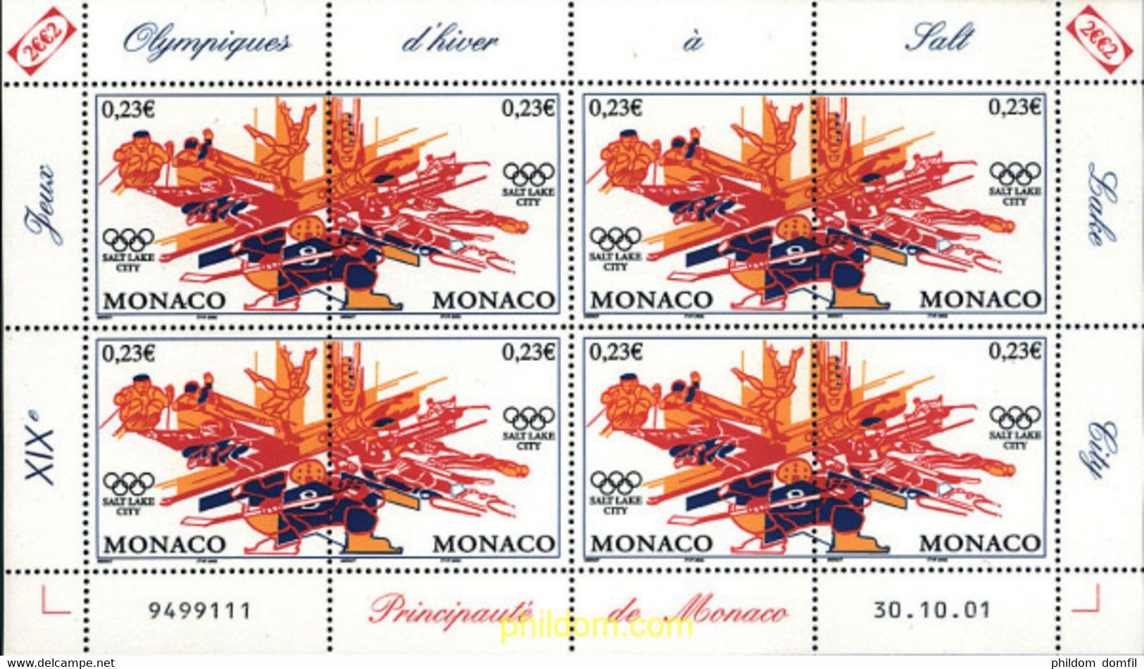 8685 MNH MONACO 2002 19 JUEGOS OLIMPICOS INVIERNO. SALT LAKE CITY 2002 - Autres & Non Classés