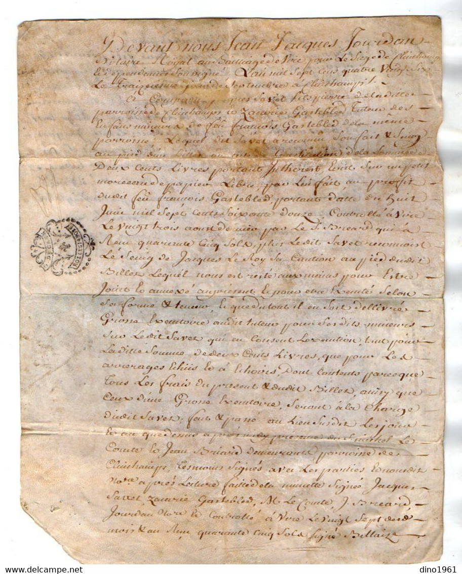 VP21.746 - Cachet Généralité De CAEN X VIRE - Acte En Peau De 1786 - Famille GASTEBLED à CLINCHAMPS SUR ORNE - Cachets Généralité