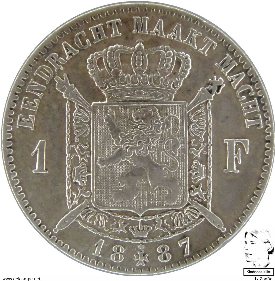 LaZooRo: Belgium 1 Franc 1887 XF - Silver - 1 Franc