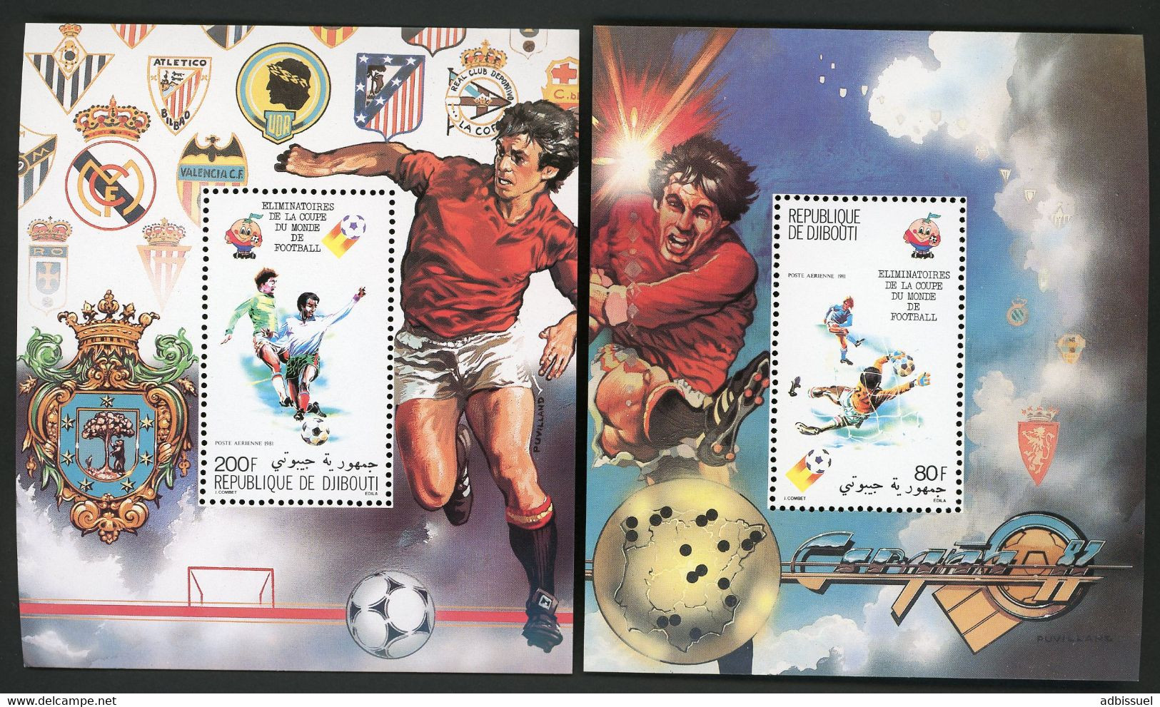 DJIBOUTI 2 Blocs Spéciaux COTE 28 € Poste Aérienne N° 147 + 148 MNH ** Coupe Du Monde World Cup Espagne Football. TB/VG - Dschibuti (1977-...)