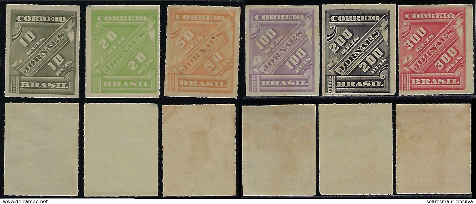 Brazil Year 1889 Stamp For Newspaper Slanted Numbers New Colors 10 20 50 100 200 300 Unused (catalog US$130) - Neufs