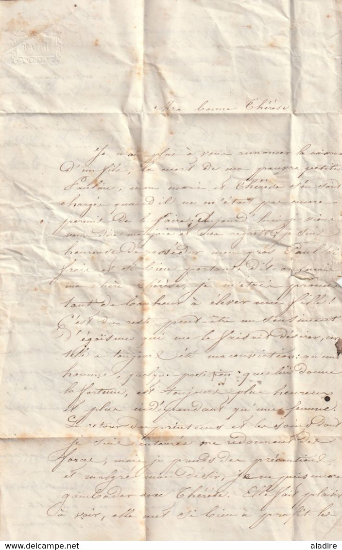 1844 - Lettre pliée avec corresp familiale de 3 p de Nancy petit cachet vers Sélestat - cad arrivée - taxe  3