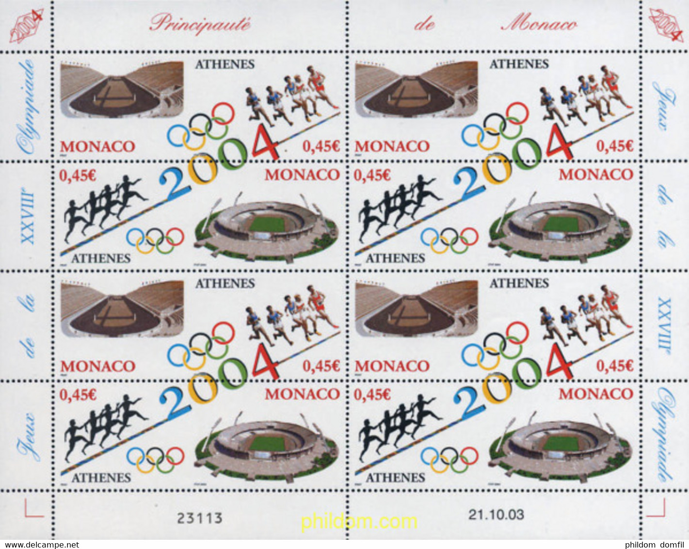 138802 MNH MONACO 2004 28 JUEGOS OLIMPICOS DE VERANO ATENAS 2004 - Otros & Sin Clasificación