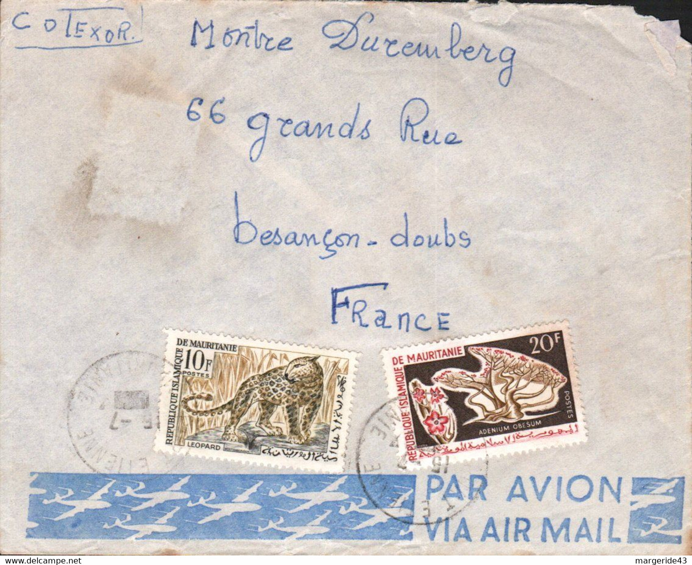 MAURITANIE AFFRANCHISSEMENT COMPOSE SUR  LETTRE DE PORT ETIENNE POUR LA FRANCE 1967 - Mauritanie (1960-...)