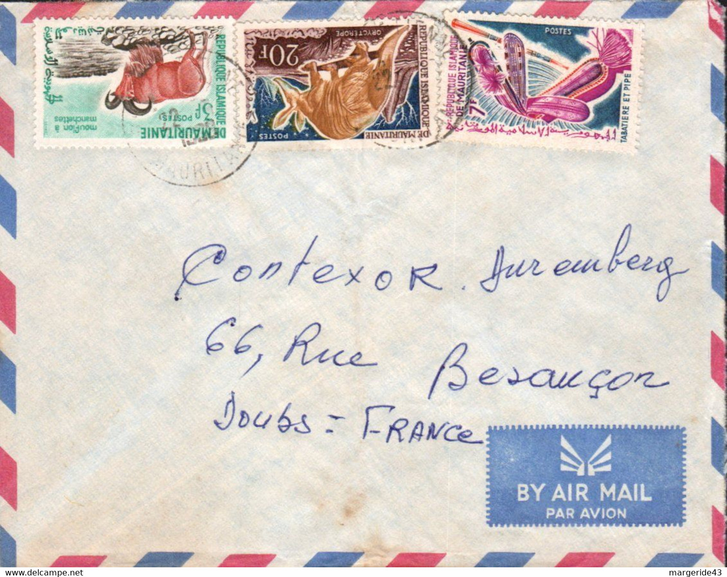 MAURITANIE AFFRANCHISSEMENT COMPOSE SUR  LETTRE DE PORT ETIENNE POUR LA FRANCE 1967 - Mauritanie (1960-...)