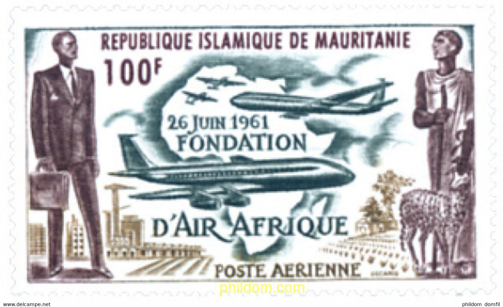 160453 MNH MAURITANIA 1962 FUNDACION DE LA COMPAÑIA AEREA AIR AFRIQUE - Mauritanie (1960-...)