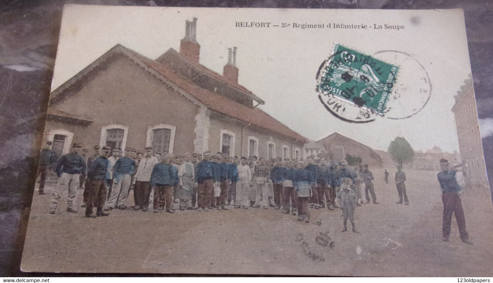 90 BELFORT  1908 35 EME REGIMENT INFANTERIE LA SOUPE - Belfort - Città