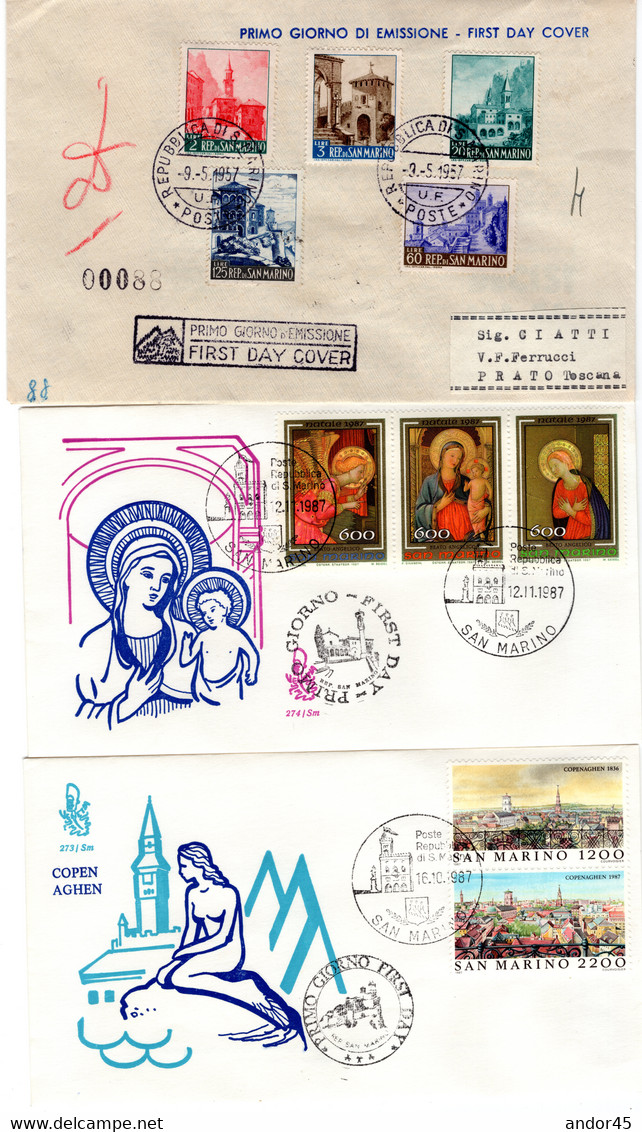 INSIEME DI 8 BUSTE TUTTE FDC VENETIA SERIE COMPL. " FIORI II EMISS" + " VEDUTE" + "FIERA DI TRIESTE " + " ELICOTTERO "+ - Storia Postale